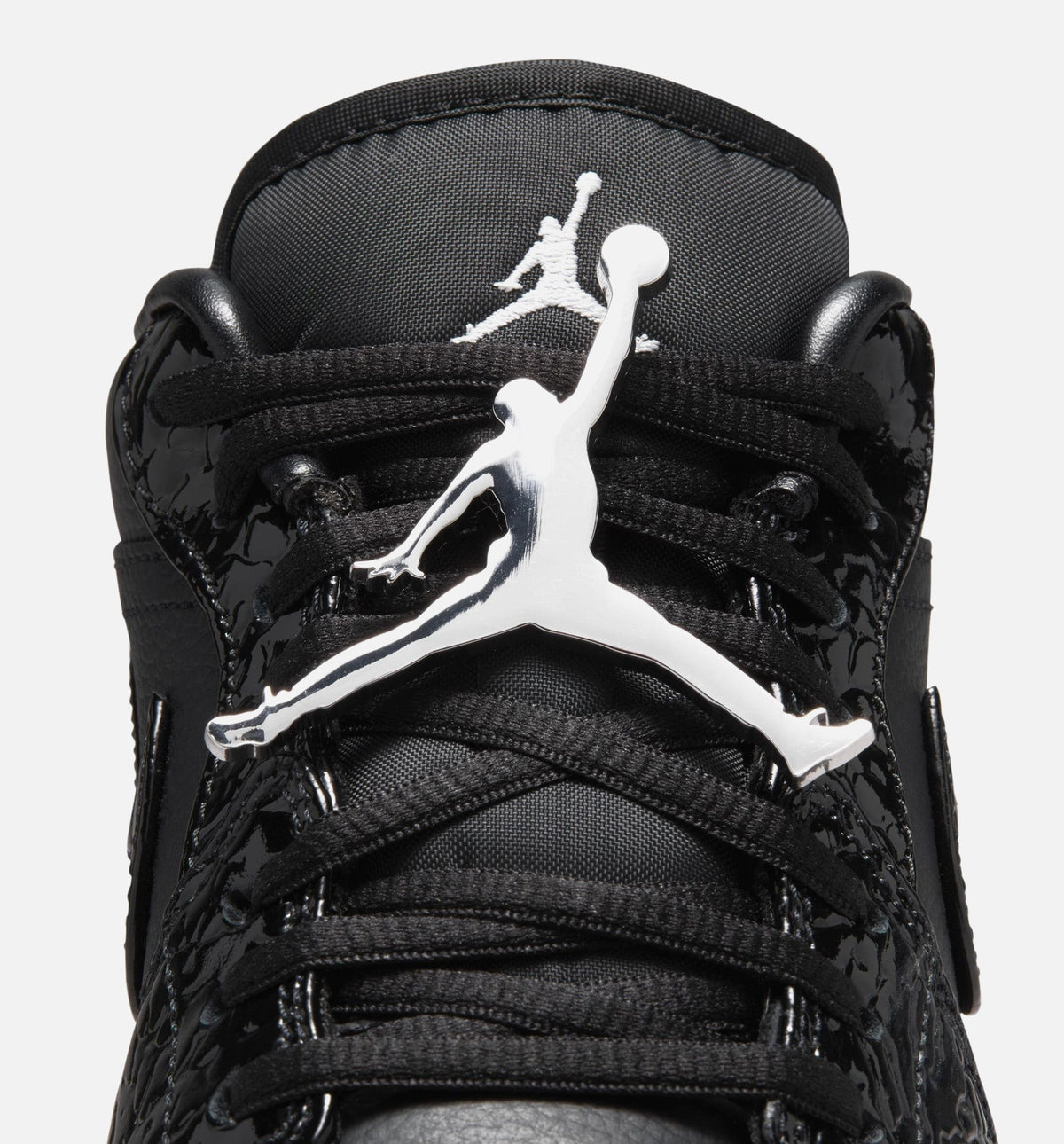 Air Jordan 1 Low Patent Elephant Women's Shoes - Black/White/Metallic Silver