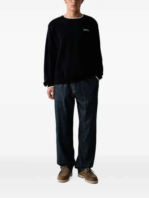 Armani Exchange logo-embroidered contrast-trim sweater