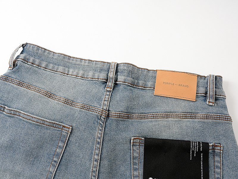 Purple Brand Light Blue Raw Hem Denim Shorts