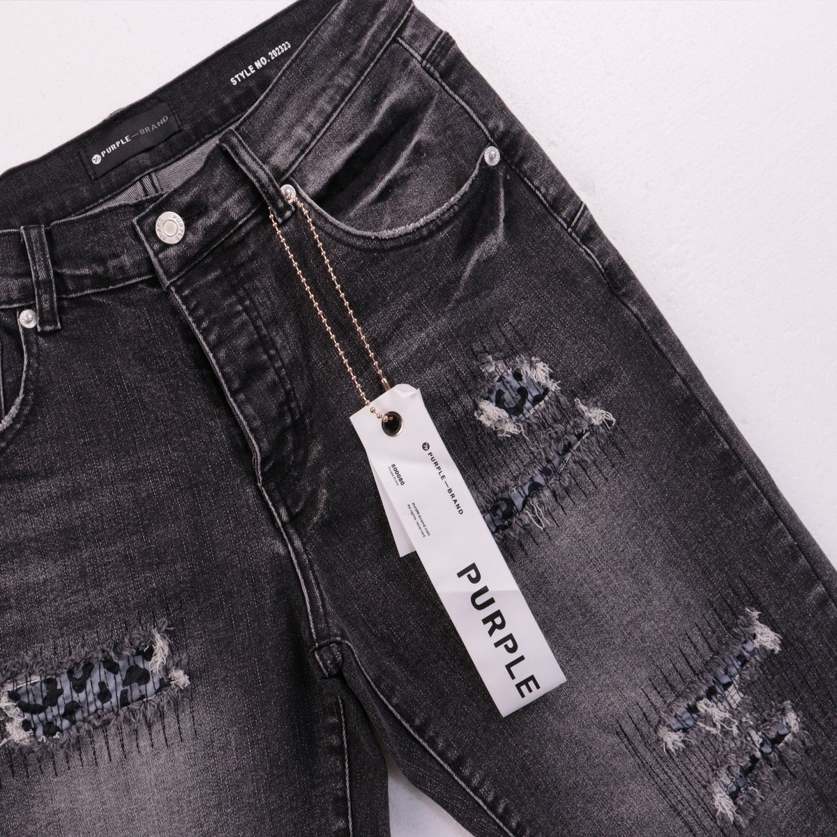 Purple Brand Distressed Patch Denim Shorts