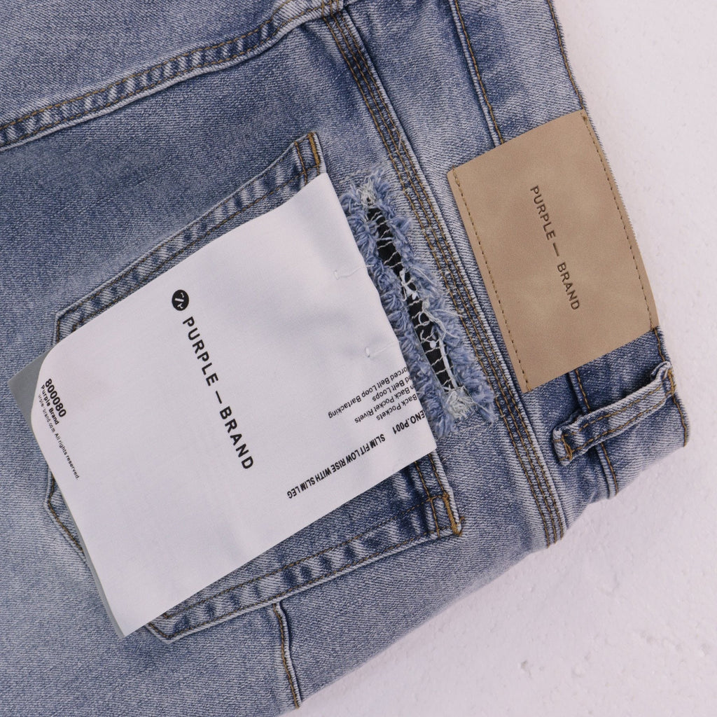 Purple Brand Distressed Patch Denim Shorts