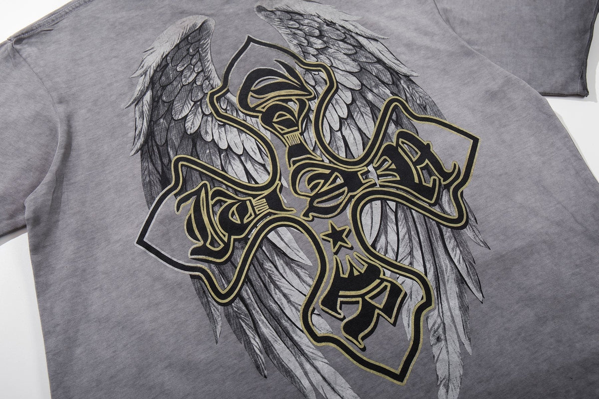 MAJESTIK Winged Cross Graphic T-Shirt
