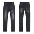 R+A Washed Black Distressed Logo Detail Jeans