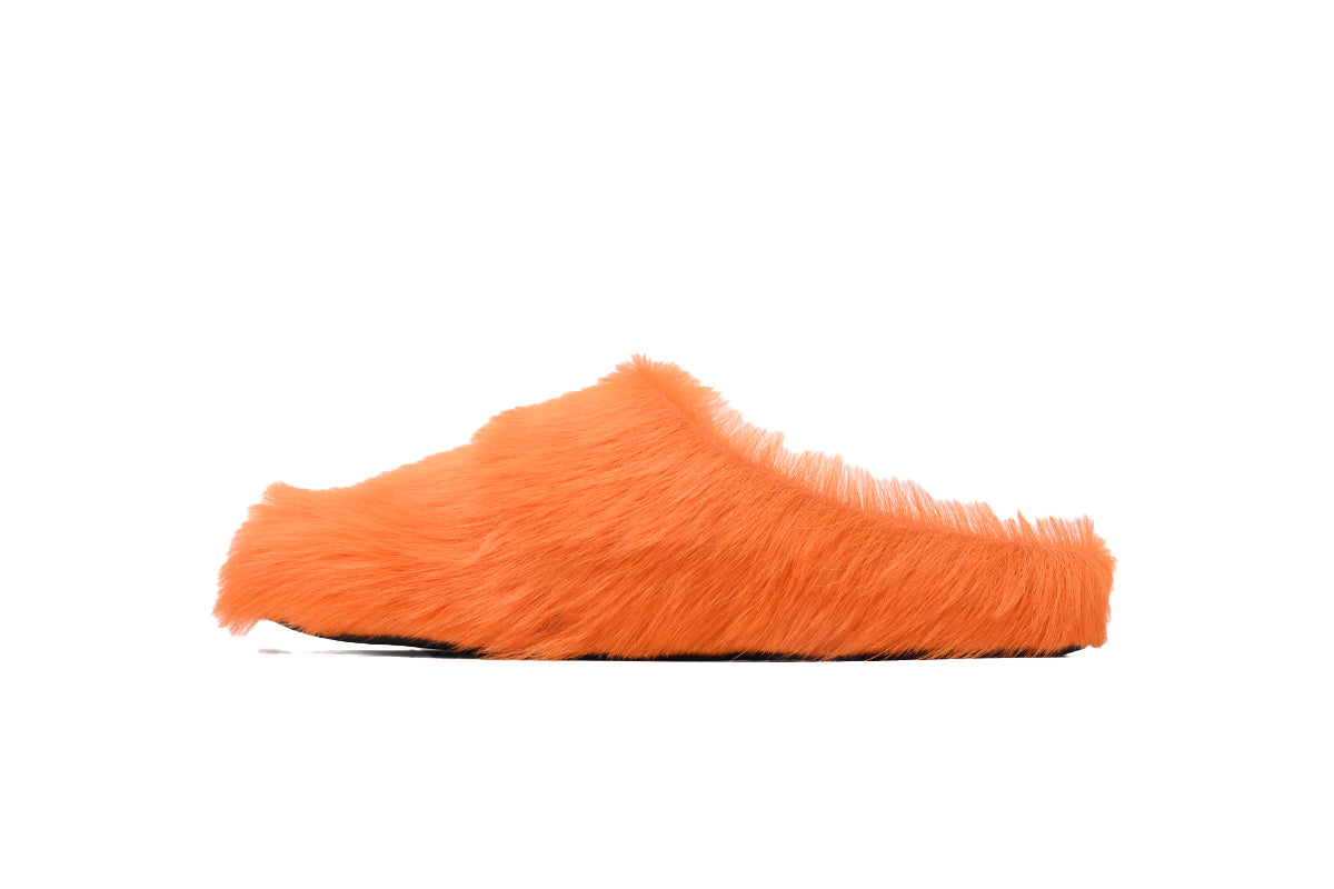 MARNI Long-Hair Calfskin Fussbett Sabot Orange