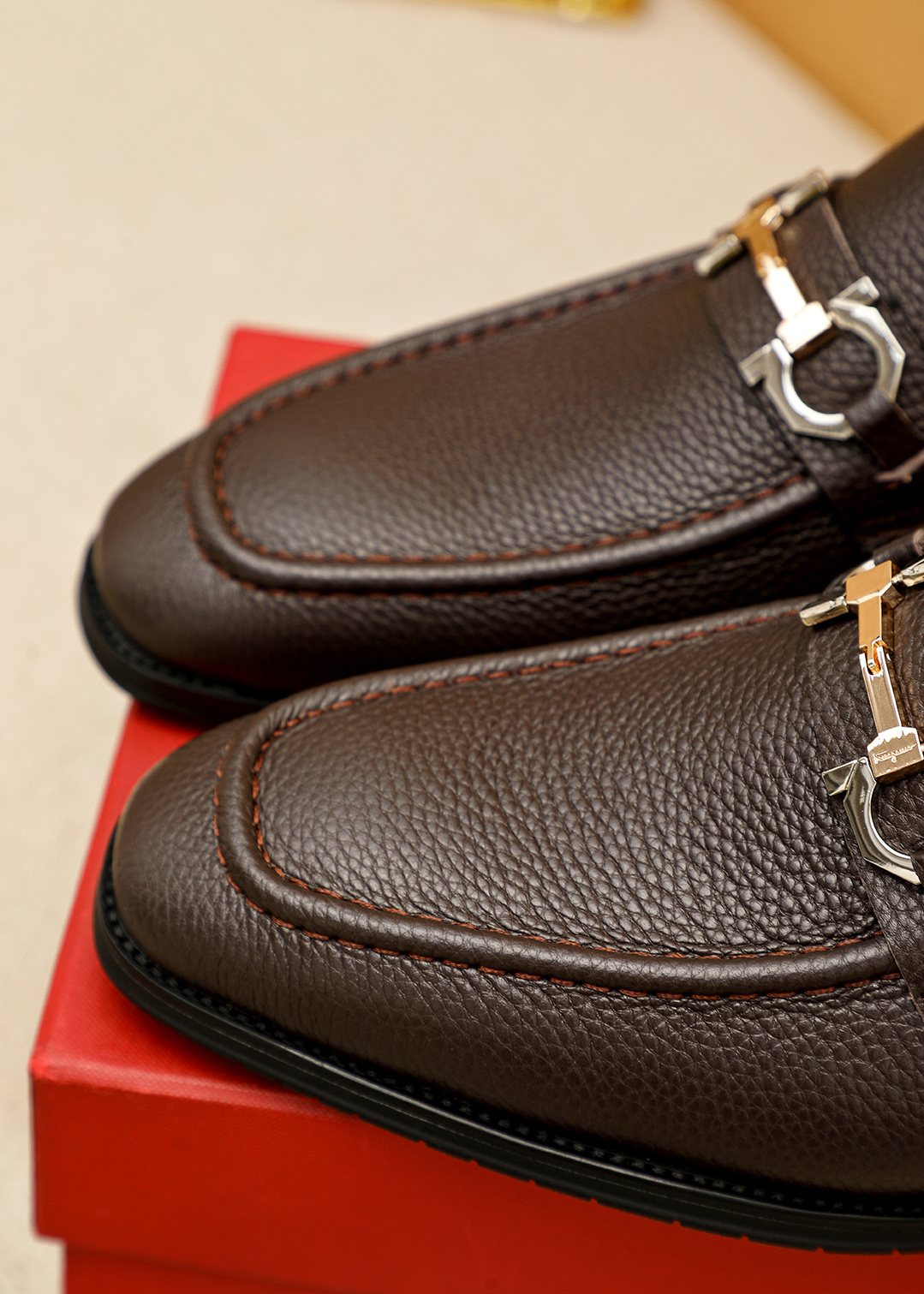 Louis Vuitton Brown Buckle Loafers - Rounded Toe