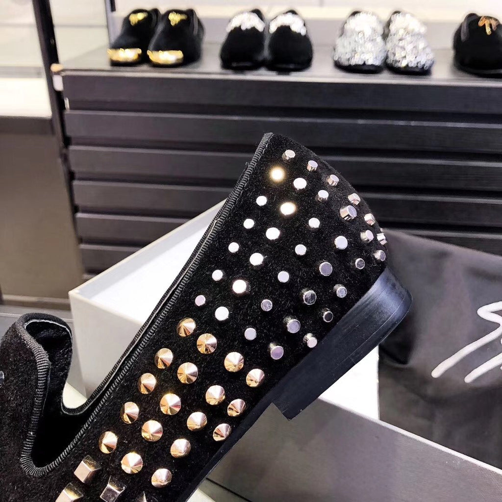 Giuseppe Zanotti Black Studded Slip-On Shoes
