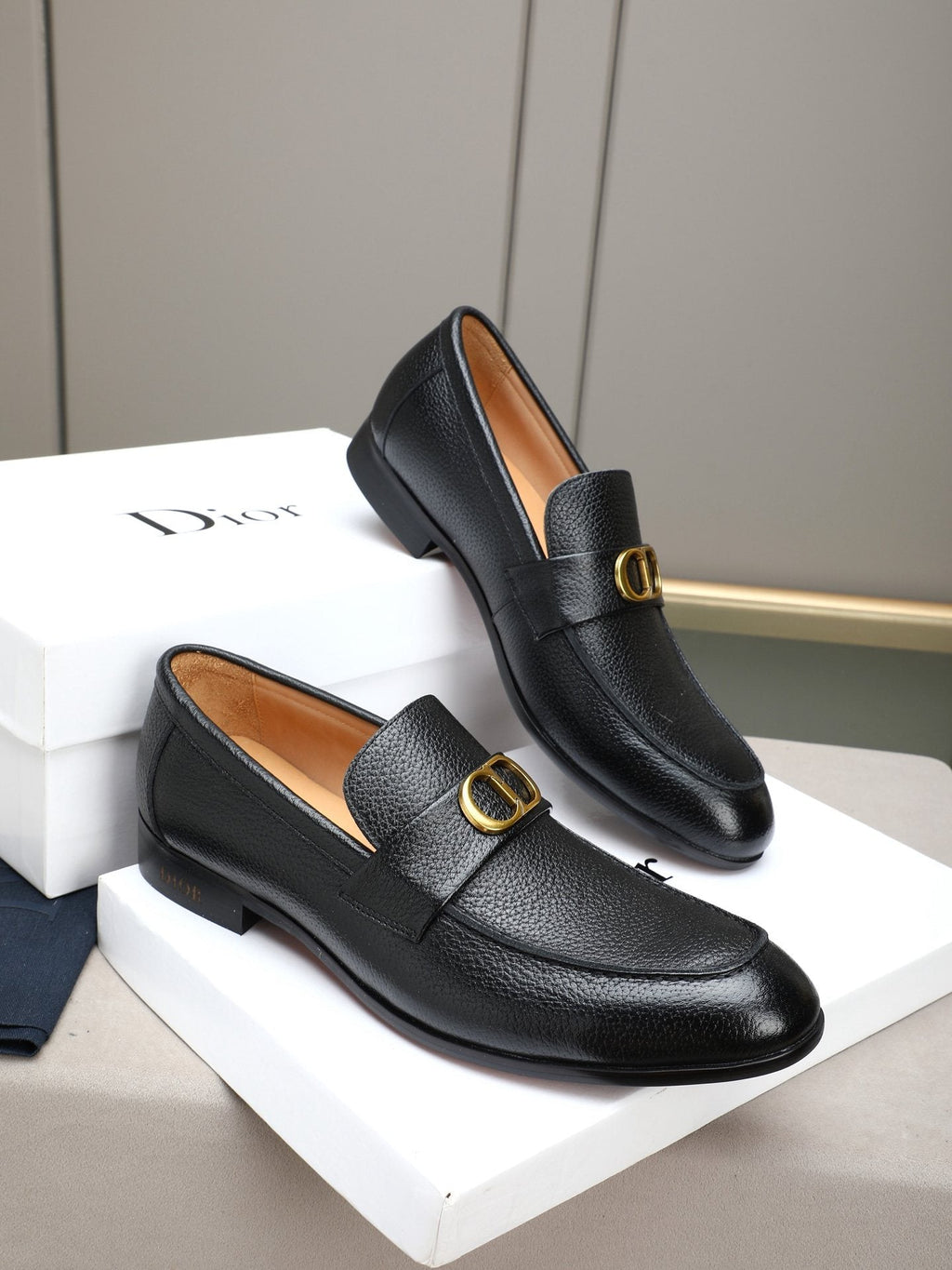 Dior Black Buckle Loafers