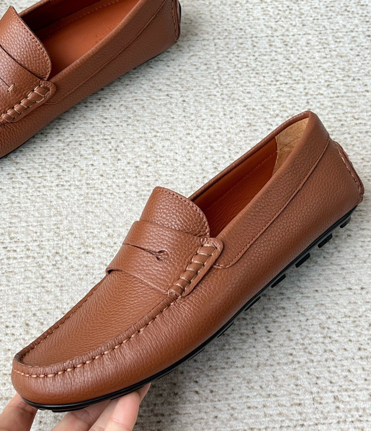 Zegna Men's Pebbled Leather Penny Loafers