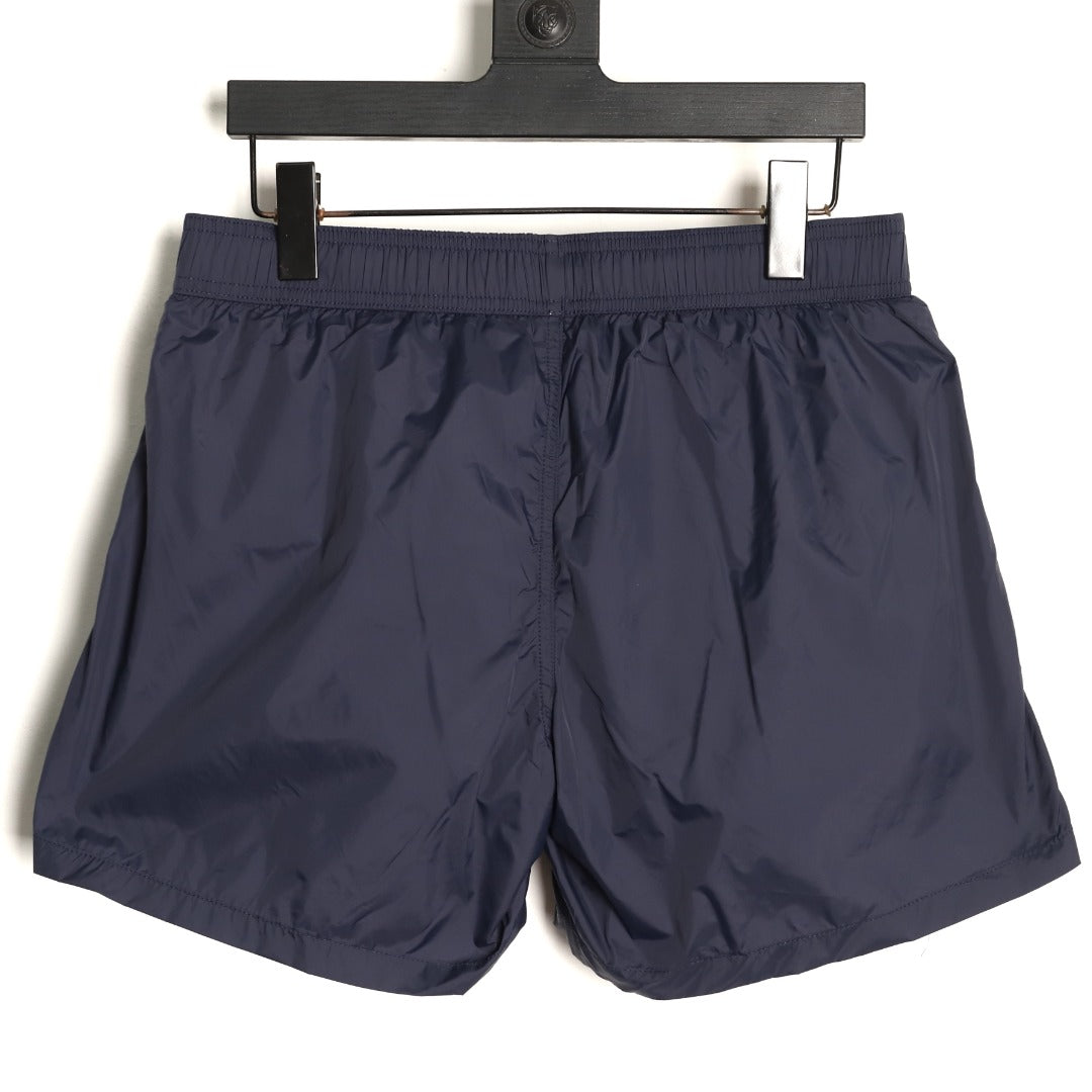 Moncler White-Emblem Drawstring Shorts - Dark Navy